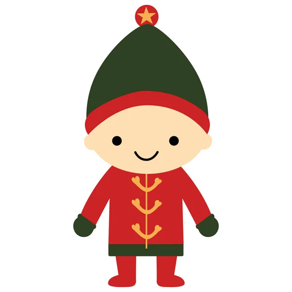 Noël Style Plat Personnage Mignon Pull Hiver Pour Joyeux Noël — Image vectorielle
