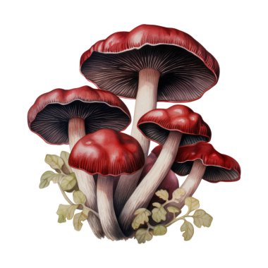 Mantar Mantarı Mantarları Doğa Botanik Çizim Klibi. Büyüleyici mantar mantarı kaprisli illüstrasyon dekorasyon, günlük, planlamacı, tişört.