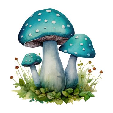 Mantar Mantarı Mantarları Doğa Botanik Çizim Klibi. Büyüleyici mantar mantarı kaprisli illüstrasyon dekorasyon, günlük, planlamacı, tişört.