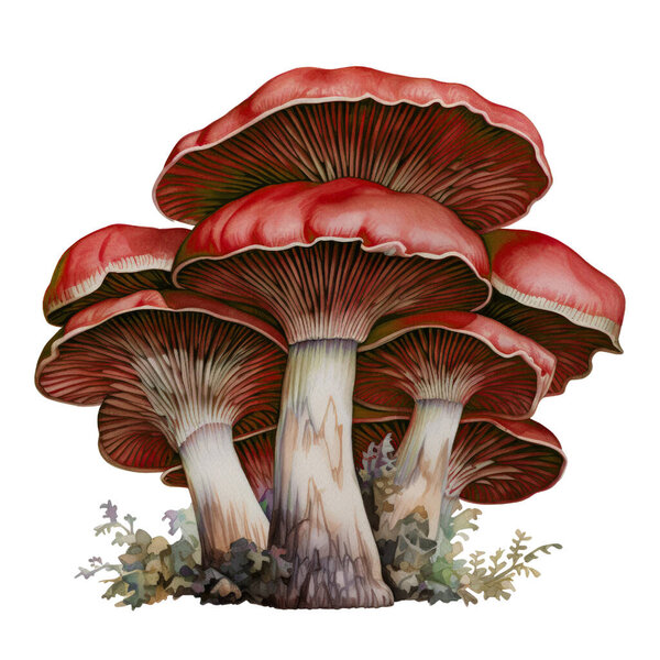 Mushroom Fungi Toadstools Nature Botanical Illustration Clipart. Enchanting fungi toadstool whimsical illustration nature sublimation for decorations, journal, planner, t-shirt.