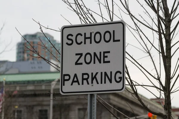 sign school zone parking in a down town, New Jersey, USA. High quality photo