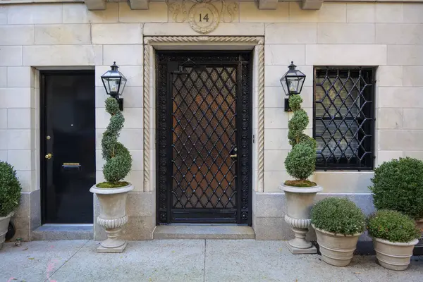Vacker Ytterdörr Till Ett Hus Med Aristokratisk Familj Centrala Manhattan Stockfoto