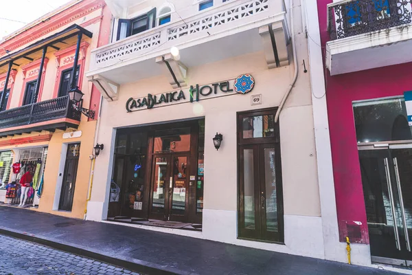 San Juan Porto Rico Março 2021 Fachada Casablanca Hotel Longo — Fotografia de Stock