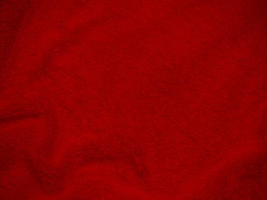 Kırmızı, temiz yün dokusu arka plan. hafif doğal koyun yünü. Serge dikişsiz pamuk. Tasarımcılar için tüylü kürk dokusu. Yakın plan kırmızı yün halı..