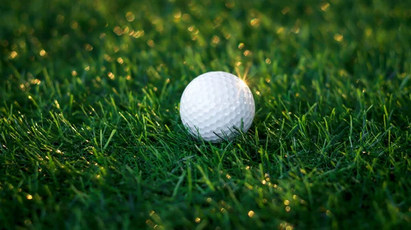Golf Ball Close Tee Grass Blurred Beautiful Landscape Golf Background — стокове фото