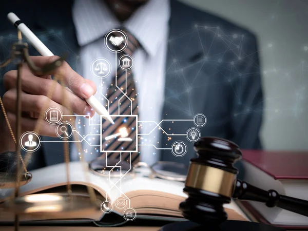 Justice Lawyers Judge Gavel Businessman Suit Lawyer Hiring Lawyers Digital — Stock fotografie