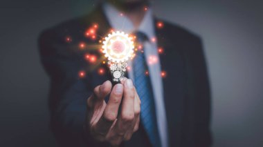 Businessman playing chess think problem solving. business competition planning teamwork,International chess, ideas and competition and strategy, business success concept,strategic concept.	