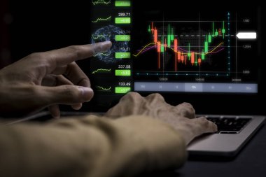 businessman working with business Analytics and Data Management System on computer, online document management and metrics connected to database. Corporate strategy for finance, operations, sales.	