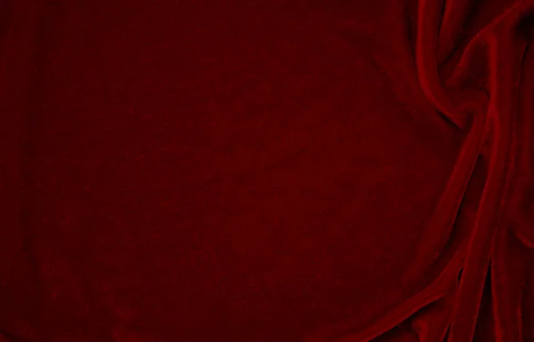 以红色天鹅绒面料为背景 红色平纹织物衬底 柔软光滑的纺织材料制成 压碎的天鹅绒 — 图库照片