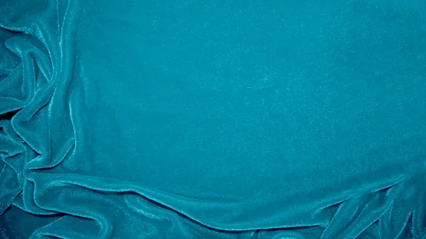 Kék Bársony Szövet Textúra Használt Háttér Óceán Színű Panne Szövet — Stock Fotó