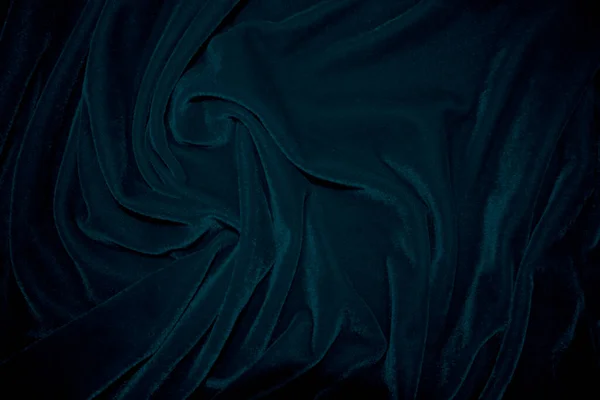 蓝色天鹅绒面料质地为背景 孔雀鱼色潘布背景软而光滑的纺织材料 压碎的天鹅绒 丝绸的豪华海军色调 — 图库照片