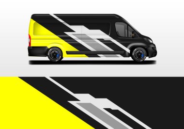 Minibüs ambalajı tasarım vektörü, üniforma aracı