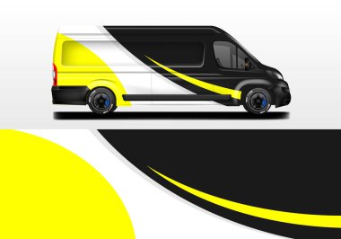 Van wrap design vector, livery vehicle clipart