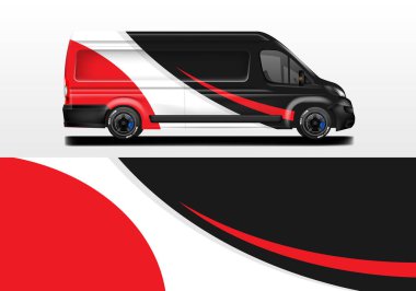 Van wrap design vector, livery vehicle clipart