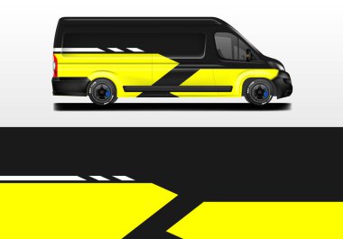 Minibüs ambalajı tasarım vektörü, üniforma aracı
