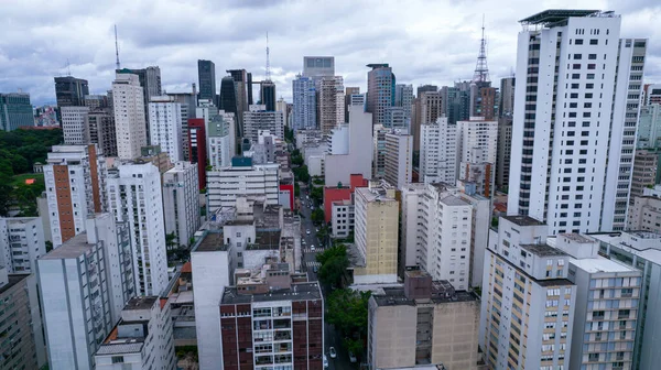 Veel Gebouwen Wijk Jardins Sao Paulo Brazilië Residentiële Commerciële Gebouwen — Stockfoto