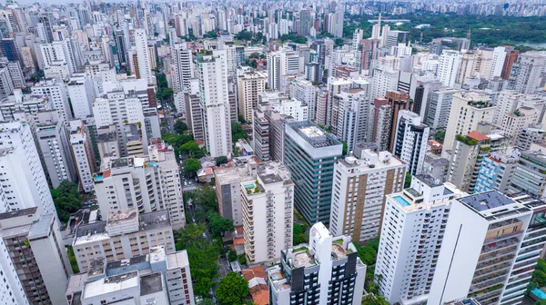 Muitos Prédios Bairro Jardins São Paulo Brasil Prédios Residenciais Comerciais — Fotografia de Stock