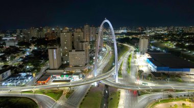 Night aerial view of the Arco da Inovacao in Sao Jose dos Campos, Brazil. clipart