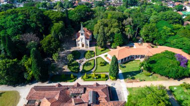 Aerial view of Parque Vicentina Aranha, in Sao Jose dos Campos, Brazil. Chapel and Old Sanatorium.
