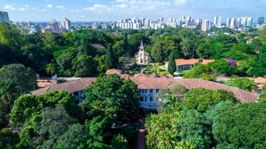 Aerial view of Parque Vicentina Aranha, in Sao Jose dos Campos, Brazil. Chapel and Old Sanatorium.