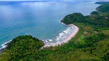 Aerial view of Prainha beach in Itacare, Bahia, Brazil