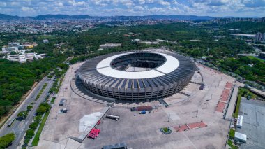 Aerial view of Mineirao football stadium in Pampulha, Belo Horizonte, Brazil.