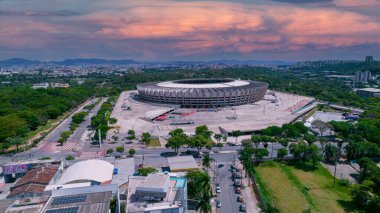 Aerial view of Mineirao football stadium in Pampulha, Belo Horizonte, Brazil.