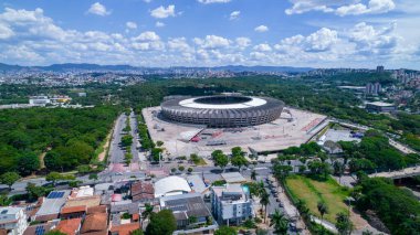 Aerial view of Mineirao football stadium in Pampulha, Belo Horizonte, Brazil.