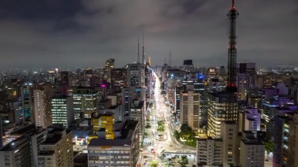 Hiperlapso Visión Aérea Paulista Sao Paulo Avenida Principal Capital Foto — Vídeos de Stock