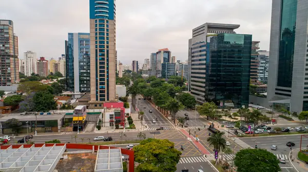 Vista Aérea Avenida Brigadeiro Faria Lima Itaim Bibi Edifícios Comerciais — Fotografia de Stock