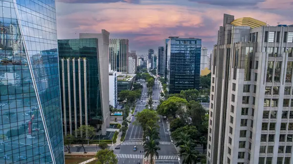 Veduta Aerea Avenida Brigadeiro Faria Lima Itaim Bibi Edifici Commerciali — Foto Stock