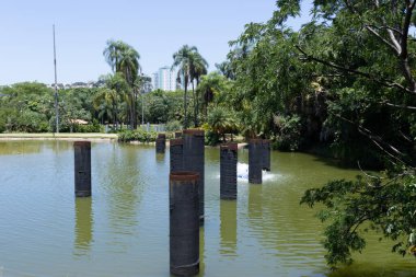 Brezilya 'nın Sao Paulo kentindeki Jundiai şehrinin Botanik Bahçesi. Hava görünümü