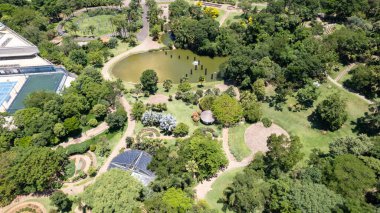 Brezilya 'nın Sao Paulo kentindeki Jundiai şehrinin Botanik Bahçesi. Hava görünümü.