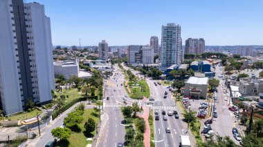 Av. 9 de Julho, Brezilya 'nın Sao Paulo kentindeki Jundiai şehrinde. Hava görünümü.