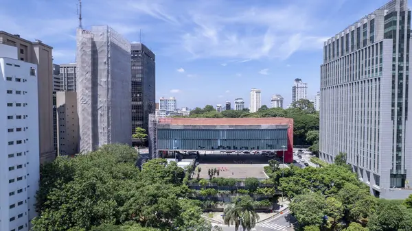 Luchtfoto Van Paulista Sao Paulo Masp Belangrijk Museum Van Latijns — Stockfoto