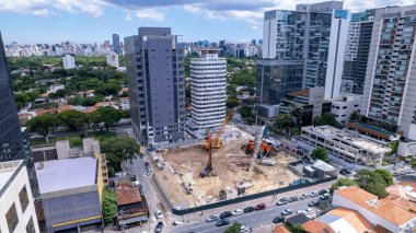 Brezilya, Sao Paulo 'daki Pinheiros mahallesindeki Avenida Reboucas' ın hava görüntüsü.