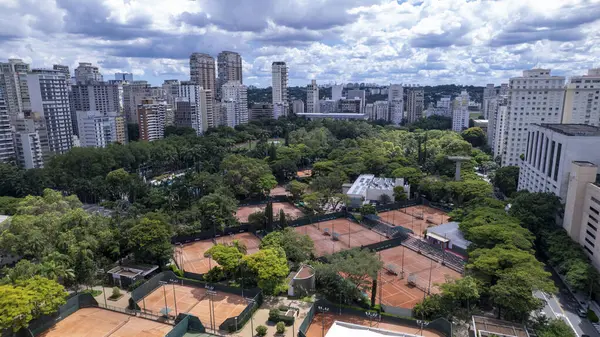 Luchtfoto Van Avenida Brigadeiro Faria Lima Itaim Bibi Iconische Bedrijfsgebouwen — Stockfoto