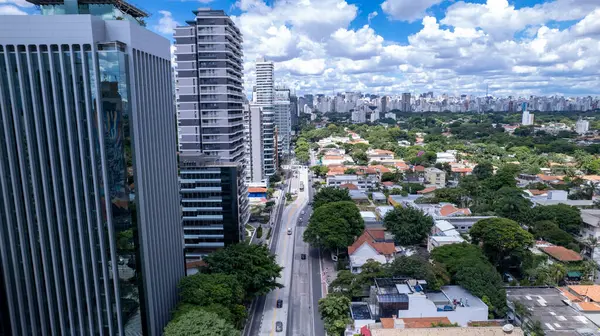 Luchtfoto Van Avenida Brigadeiro Faria Lima Itaim Bibi Iconische Bedrijfsgebouwen — Stockfoto