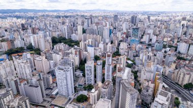 Brezilya 'nın Sao Paulo şehrinin hava manzarası. Bela Vista mahallesi, şehir merkezinde..