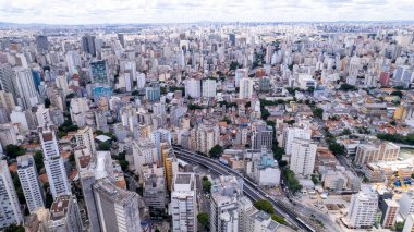 Brezilya 'nın Sao Paulo şehrinin hava manzarası. Bela Vista mahallesi, şehir merkezinde..
