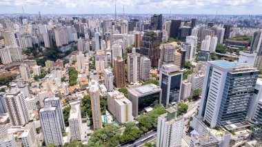 Brezilya 'nın Sao Paulo şehrinin hava manzarası. Bela Vista mahallesi, şehir merkezinde..