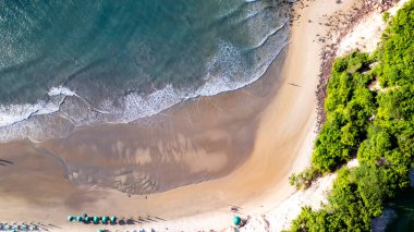 Bahia dos Golfinhos plajının Tibau do Sul, Rio Grande do Norte, Brezilya 'daki hava manzarası. Üst görünüm.