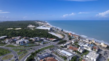 Natal, Rio Grande do Norte, Brezilya 'daki Morro do Careca plajının hava manzarası.