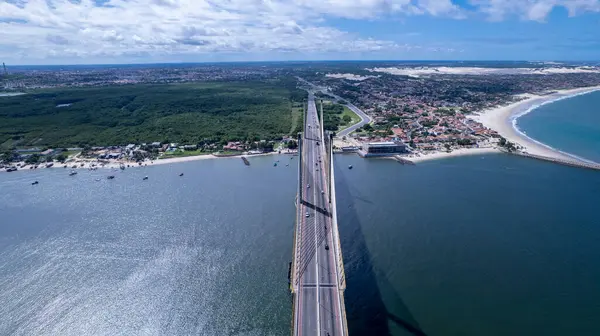 Вид Воздуха Мост Ньютон Наварро Наталь Риу Гранди Норти Бразилия Лицензионные Стоковые Изображения
