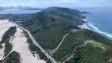 Florianopolis 'teki Joaquina plajı, Santa Catarina, Brezilya.