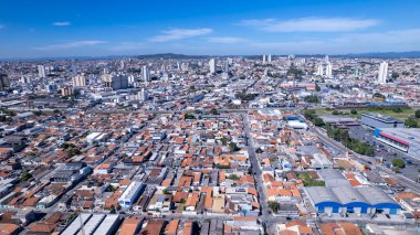 Mogi das Cruzes şehrinin havadan görünüşü, Sao Paulo, Brezilya.