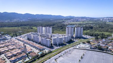 Mogi das Cruzes şehrinin havadan görünüşü, Sao Paulo, Brezilya