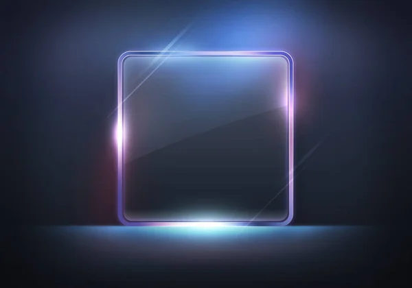 Vierkant Frame Neon Glas Vierkante Frame Met Neon Verlichting Donkere — Stockfoto