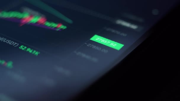 Análisis Tiempo Real Del Mercado Criptomonedas Smartphone Macro — Vídeo de stock