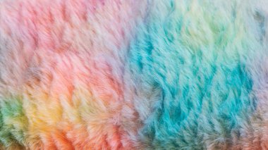 Colorful soft artificial textile material resembling animal fur coat